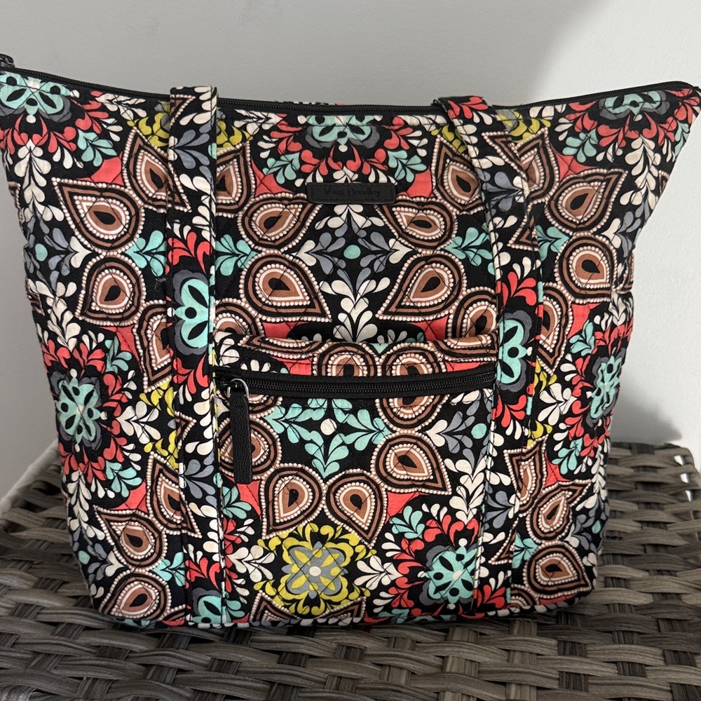 Vera Bradley Floral Paisley Quilted Tote in Black Multi